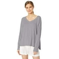 thumbnail image 3 of Women's PJ Harlow FRANKIE Rib Long Sleeve V-Neck with Side Slits (Dark Silver M), 3 of 7