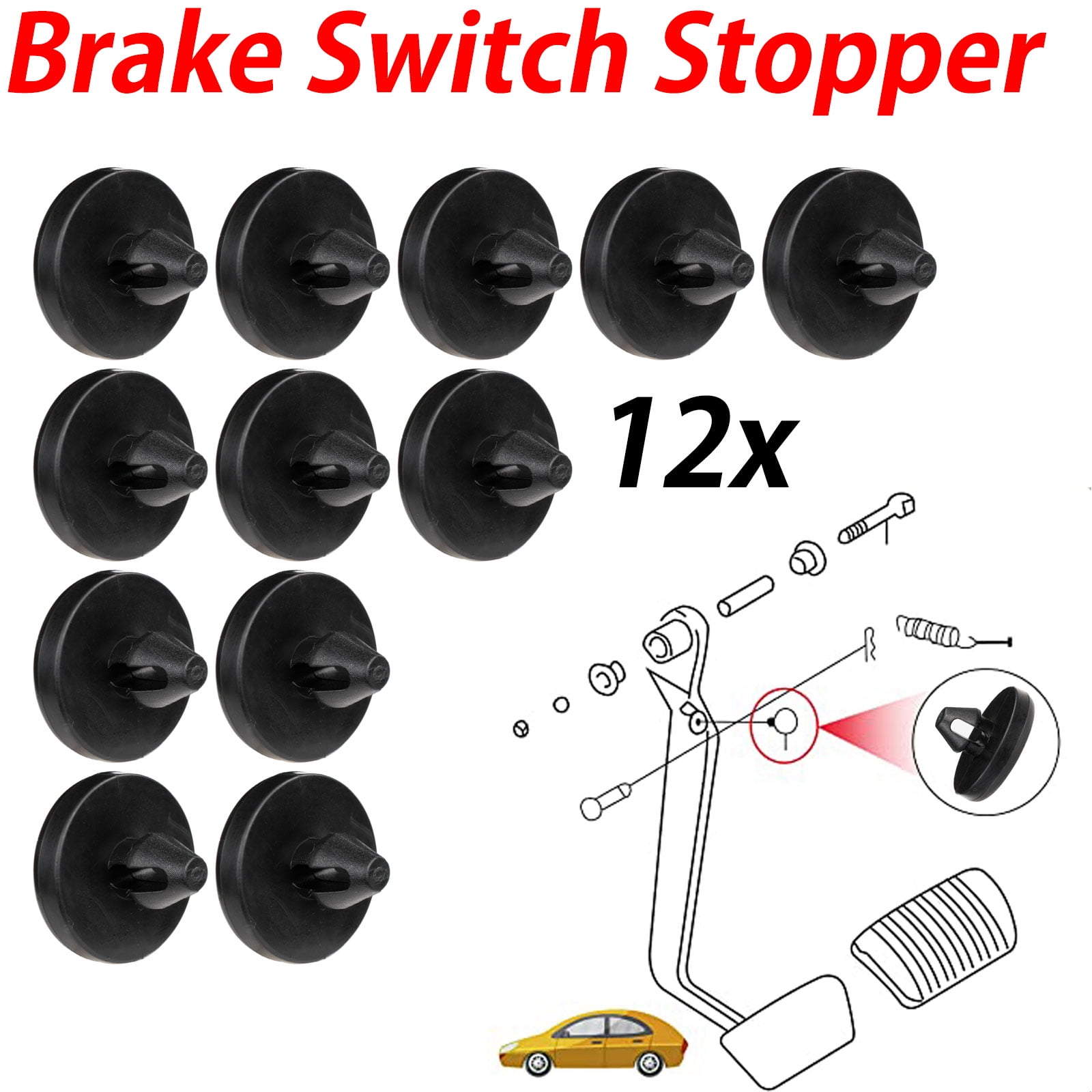12pcs Car Cushion Brake Pedal Pad Brake Light Switch Stopper Clutch