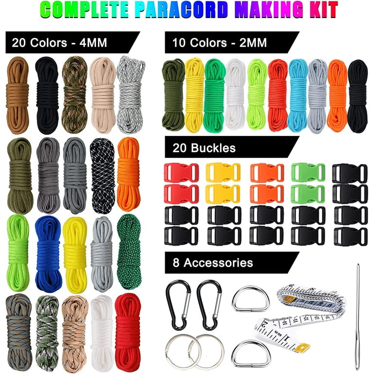 gegeda Paracord Bracelets Kit 550 Paracord Keychain Kits Parachute Cord  with with Stainless Steel Adjustable Shackle (DO-100feet Set)