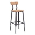 thumbnail image 1 of Zuo Modern Clay Natural Pine & Industrial Gray Bar Chair, 1 of 5