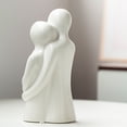 thumbnail image 4 of Esculturas de pareja abrazada Decoración del hogar Estatua de amor romántica moderna para estantería de oficina Decoraciones de escritorio (blanco y dorado), 4 of 5