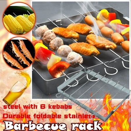 

Kitchen Accessories And Skewer BBQ Foldable Kabob Skewers Shish Durable For Grilling Premium Rack Kitchen Dining & Bar