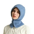 thumbnail image 2 of Neck Gaiter with Snap Closure | Winter Scarf & Hat Combo for Skiing, Motorcycling & Outdoor Clearance, Hontri Women Elastic Knitted Scarf Hat Beanie Fleece , Navy, One Size, 2 of 3