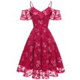 thumbnail image 1 of KBKYBUYZ Femmes Dentelle Off-The-Shoulder Fronde Manches Courtes Parti Robe Cocktail Bal Robe Vintage, 1 of 6