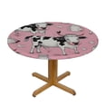 thumbnail image 3 of JEUXUS  Pink Cow Round Fitted Tablecloth Round Table Cover Wipeable Waterproof Table Cloth for Kitchen Dining Table Picnic Party Elastic Fitted Round Tablecloth, 3 of 7