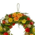 thumbnail image 3 of Northlight 12.5" Unlit Peach/Green Flowers with Moss and Twig Artificial Floral Spring Wreath, 3 of 6
