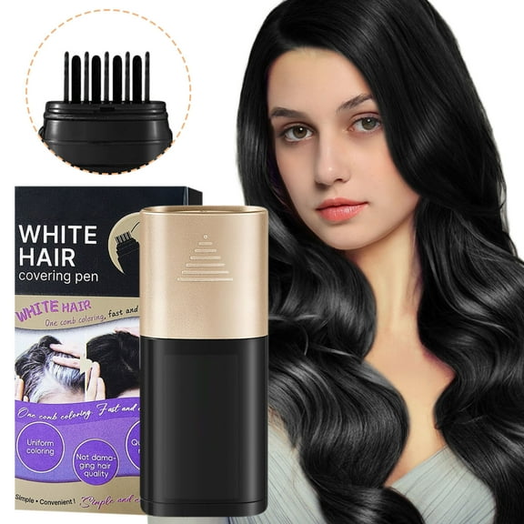 SDJMa 2PCS Hairdressing Pen, 2-in-1 Hair Color Pen with Comb, Root Touch-Up, Gray Coverage, Waterproof, Disposable, Painless & Easy Application, 20ml (Black)