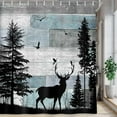 thumbnail image 5 of Rustic Forest Deer Shower Curtain Cabin Farmhouse Country Lodge Bathroom Decor Polyester Fabric Bath Curtain Set with Hooks, 72X72in, 5 of 5