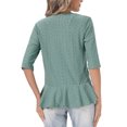 thumbnail image 3 of INSPIRE CHIC Lightweight Cardigan for Women Summer 3/4 Sleeve Open Front Netted Knit Ruffle Cardigans Cover Ups XS Green, 3 of 6
