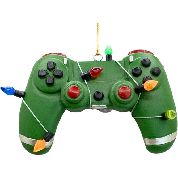 Video Game Controller Wrapped in Christmas Tree Lights Gamers Ornament