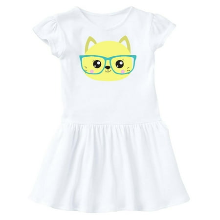

Inktastic Hipster Cat Cat With Glasses Yellow Cat Gift Toddler Girl Dress