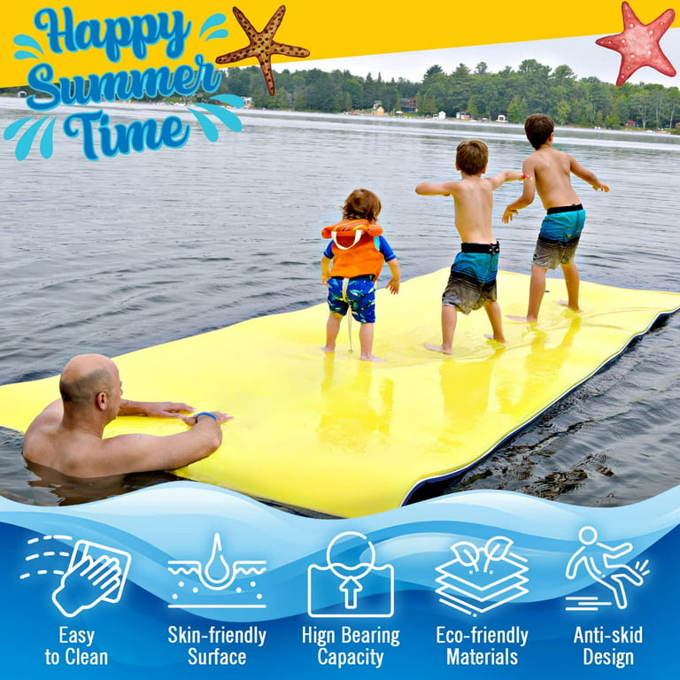 Odaof 9' x 6' Floating Water Mat for Kid and Adults, 3-Layer Foam Water  Floating Pad for Lake, River, Ocean, Pool(Yellow-Blue) 