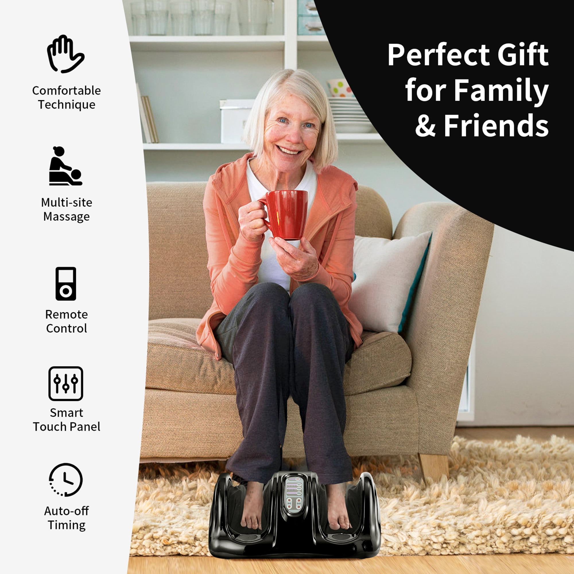 Gymax Rolling Foot Massager Shiatsu Foot Massage Machine w/ Remote Control Black