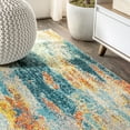 thumbnail image 5 of JONATHAN Y CONTEMPORARY POP 2 x 8 Runner Rug, Modern Abstract Vintage Waterfall - Blue/Cream/Yellow, CTP106B-28, 5 of 10