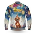 thumbnail image 2 of Happy New Year with Dachshund Fireworks Holiday Xmas Winter 2025 All Over Print 3D Baseball Jacket Wiener Dog Lover Gifts Idea Bomber Jacket Softball - 00025, 2 of 6