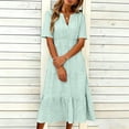 thumbnail image 5 of Admvng Womens Dress Tiered Solid V Neck Short Sleeve Casual Spring and Summer Comfy Dresses, 5 of 6