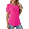 thumbnail image 3 of Fantaslook Women Blouses Dressy Casual Summer Short Sleeve Shirts Crew Neck Pleated Tunic Tops, 3 of 8