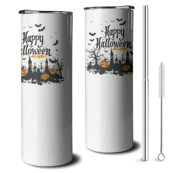 Black Cat Full Moon 20oz Skinny Tumbler - Halloween Vintage Design Insulated Travel Friendly Cup