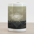 thumbnail image 2 of Indie Ceramic Toothbrush Holder, Life Is Perfect Inspirational Geometric Triangles Cityscape Clouds Earth, Decorative Versatile Countertop for Bathroom, 4.5" X 2.7", Tan Dark Taupe White, 2 of 4
