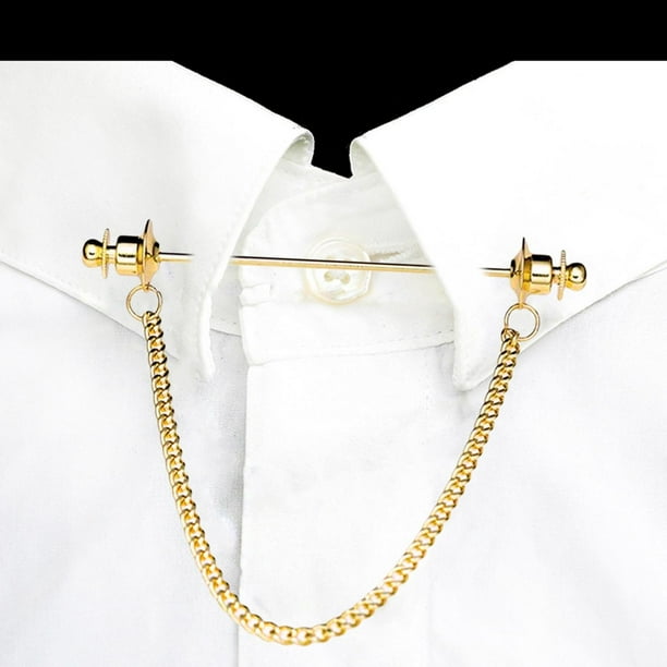 Shirt collar shop pin with chain