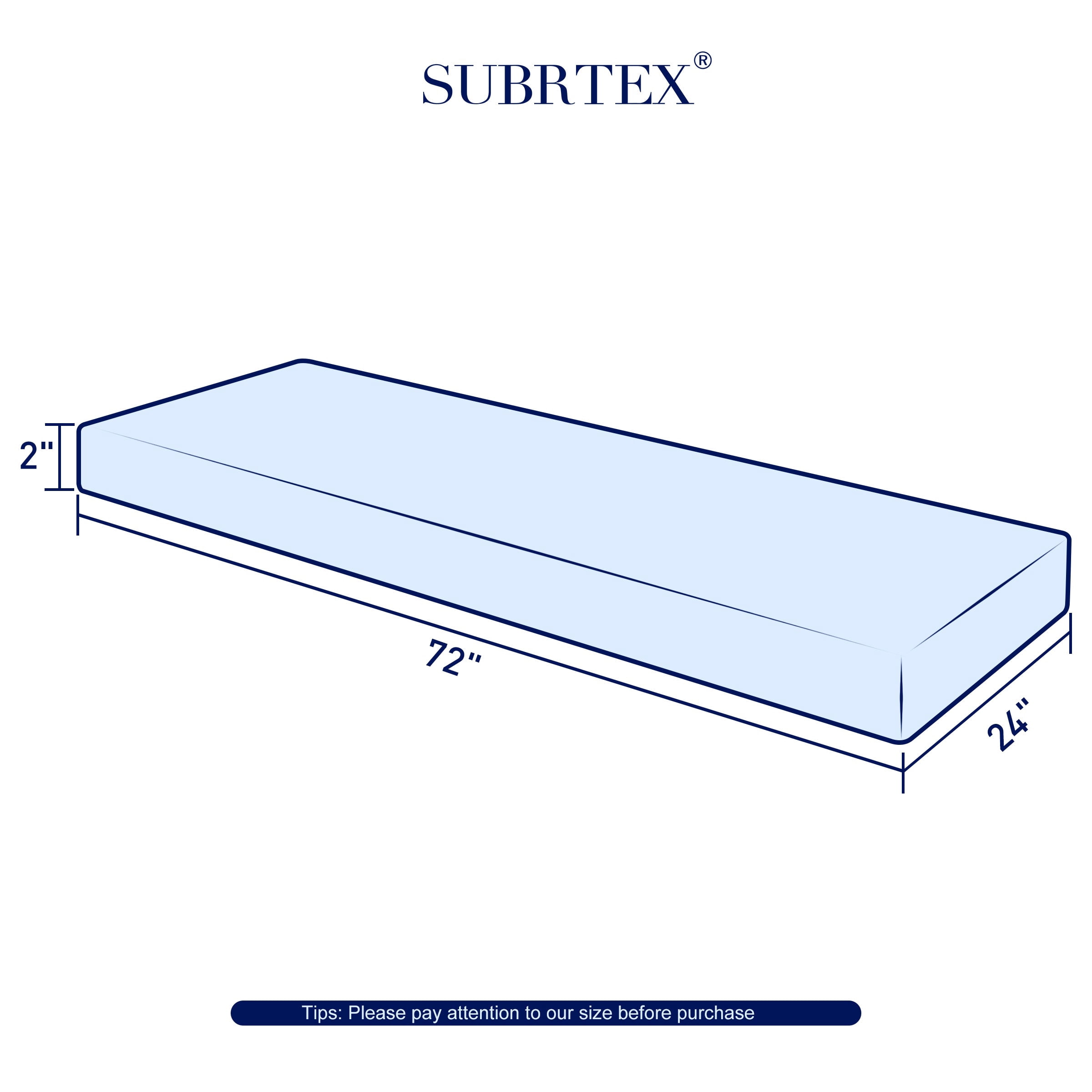 Subrtex Soft Support High Density Craft Cushion Foam RV Foam, 72"x 24"x 2"