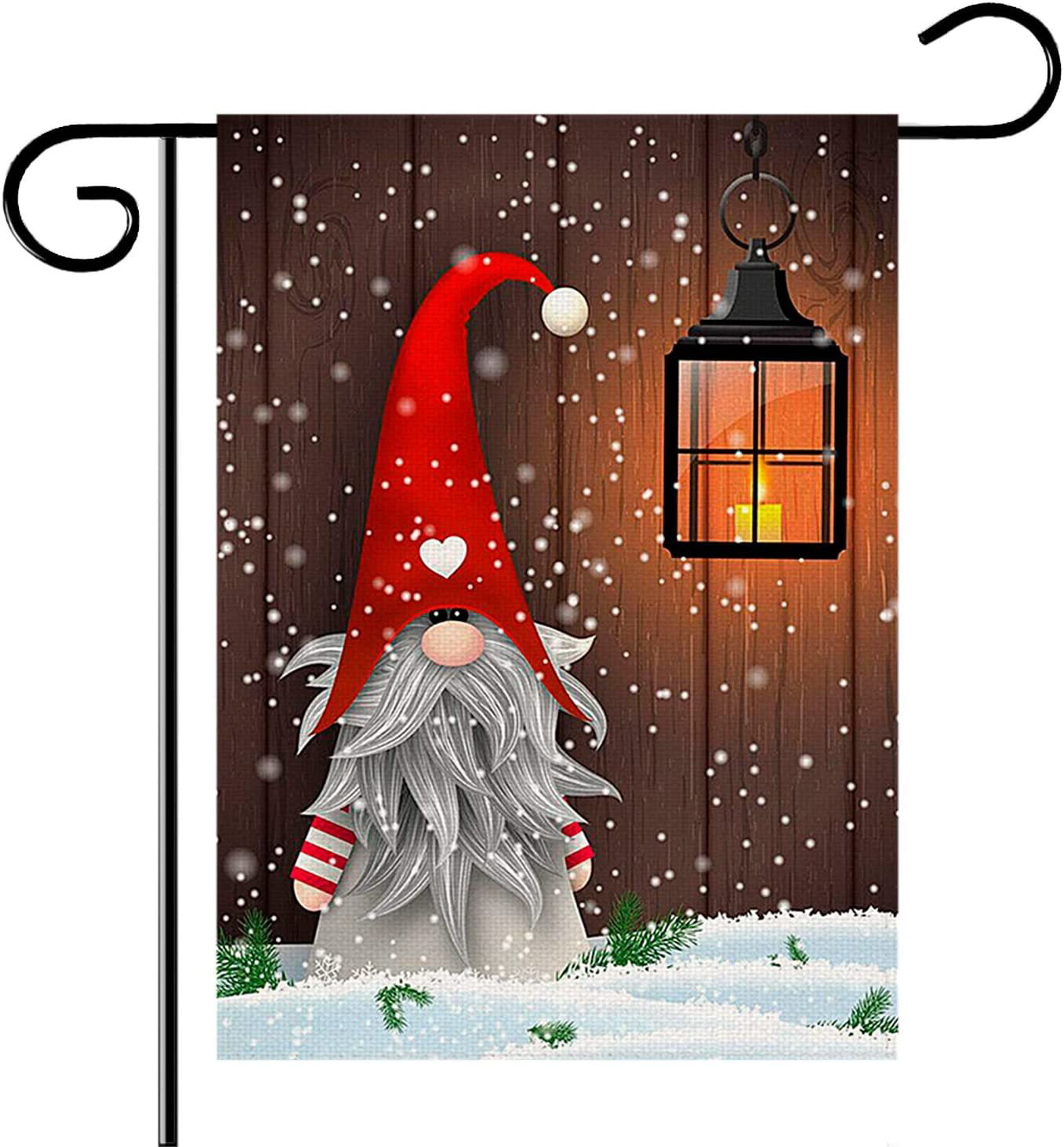 Double sided Flag Garden Flag Home Decor Merry Christmas Banner Red Xmas Hat Cat 