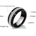 thumbnail image 2 of 8mm Black/White Ceramic Band Rings Men Women's White/Rainbow AAA Cz Ring Sz 6-10, 2 of 9