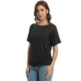 thumbnail image 5 of Womens Casual T Shirts Dolman Short Sleeve Shirts Boat Neck Ruched Tops Summer Lightweight Clothes, 5 of 6