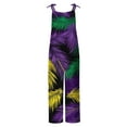 thumbnail image 4 of Moxiu Womens Mardi Gras Jumpsuits Wide Leg Patchwork Sequin Graphic Overalls Plus Size Adjustable Strappy Loose Fit Rompers 2025 Multicolor,M, 4 of 5