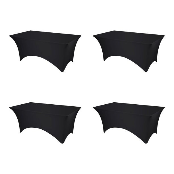 Mantel BRILLMAX de spandex negro de 6 pies para mesa rectangular
