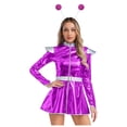 thumbnail image 4 of Aislor Women's Alien Cosplay Dress with Hair Hoop Astronaut Long Sleeve Shiny A-line Halloween Purple 4XL, 4 of 7