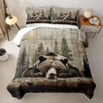 thumbnail image 2 of meiyoeat Rustic Bear Wood Bed Spread Queen For Boys, Vintage Farmhouse Cabin Queen Coverlet Set For Kids,3 Pieces, 2 of 7