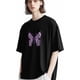 thumbnail image 3 of Camisetas de manga corta con mariposas moradas y negras para hombre, camisetas de cuello redondo, 3 of 8