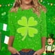 thumbnail image 1 of RKSTN 3/4 Length Sleeve Womens Tops Oversized Crewneck St Patricks Day Lucky Shamrocks Graphic Print T Shirt Womens Casual Plus Size Round Neck Loose Irish Festivities Three Quarter Sleeve Shirt, 1 of 6