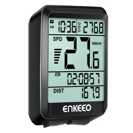 Enkeeo Wired Bike Computer with Current/AVG/MAX Speed Tracking Speedometer , Trip Time/ Distance Recording Odometer for