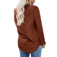 thumbnail image 4 of Camisas de cuello redondo para mujer Camisas con dobladillo curvado Camisas casuales de color puro Jersey de manga larga, 4 of 6