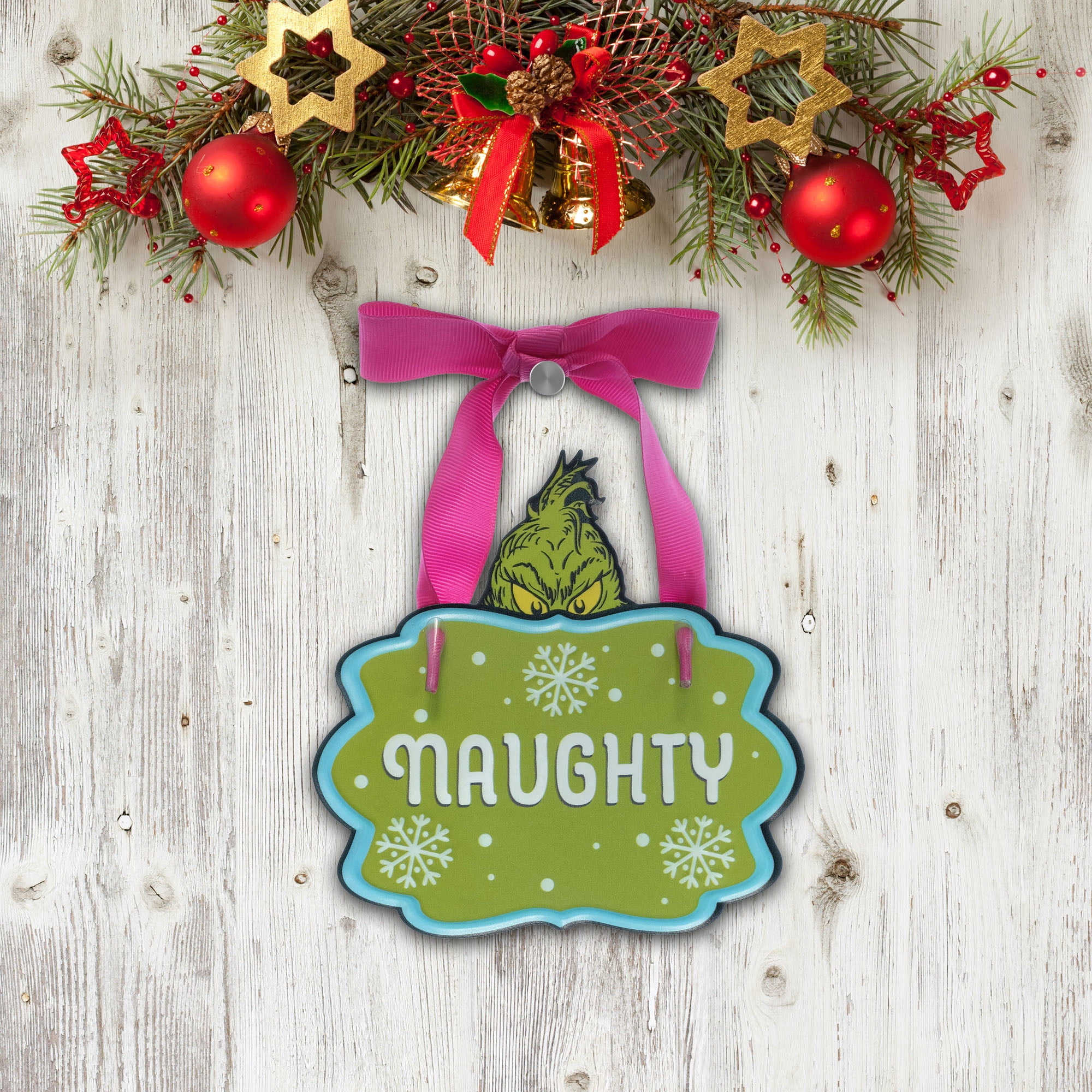 Dr. Seuss The Grinch Reversible Naughty/Nice Christmas Hanging Wall Sign