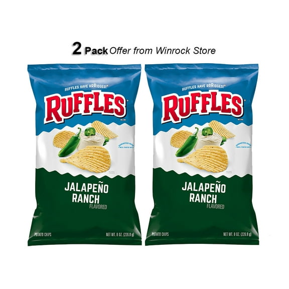 Ruffles Potato Chips Jalapeno Ranch Flavored 8.0 oz Bag (2 Pack) offer from Winrock Store