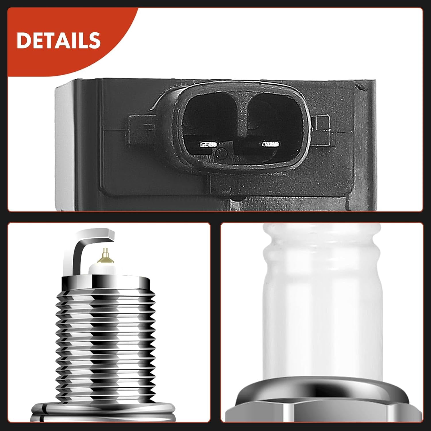 A-Premium Set of 6 (Black) Ignition Coil Pack and Iridium Spark Plugs Compatible with Hyundai Sonata 2006-2010, Santa Fe 2007-2009 & Kia Optima 2006-2008