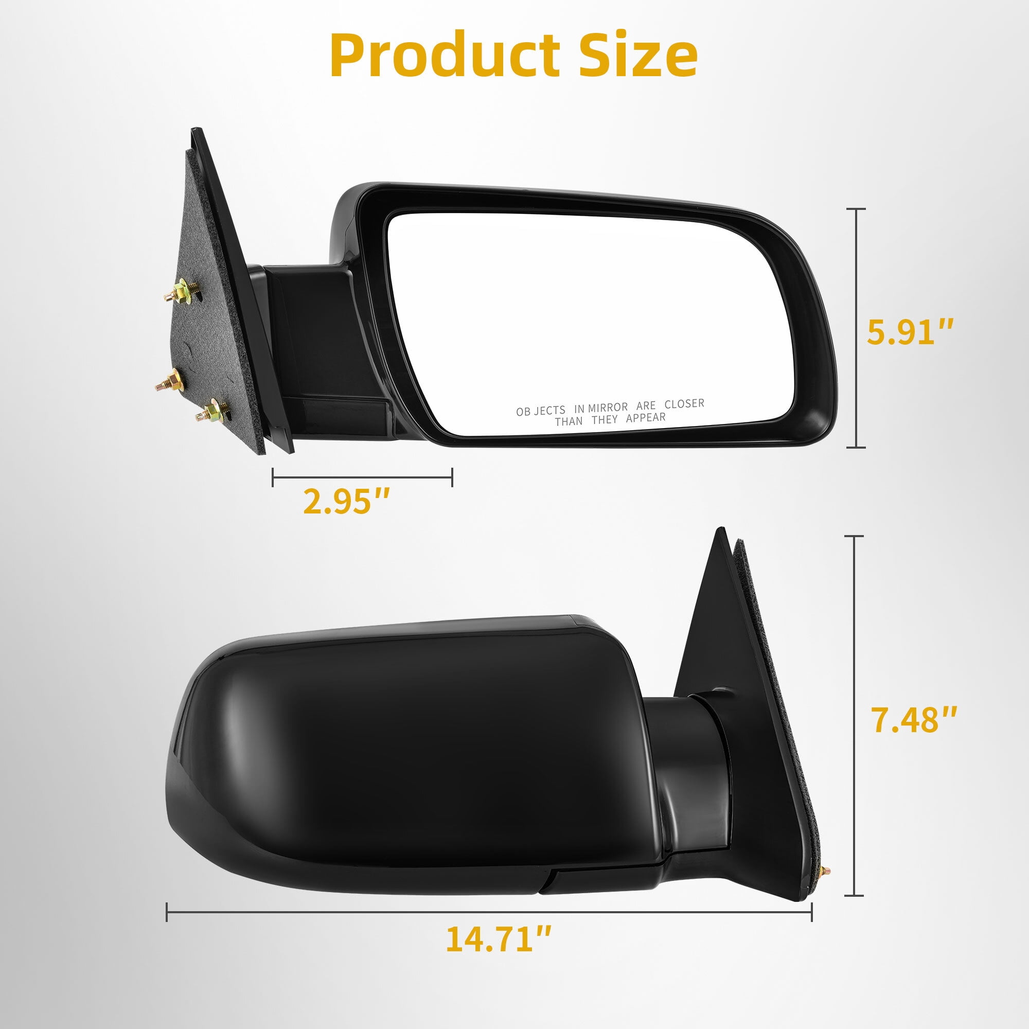 Replacement Power Side Mirror Passenger Right for Chevy GMC C/K 1500/2500/3500 1988-2000, Suburban 1500/2500 1992-1999, Full Size Blazer 1992-1994, Tahoe 1995-2000,Yukon w/V8 5.7L 1992-2000