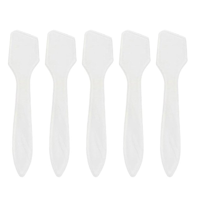 50pcs DIY Cosmetic Spatula Scoop Beauty Tools Facial Cream Dispenser Mask Spatula Makeup Mask Spatula Plastic Spoon (Transparent Mask Stick)