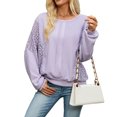 thumbnail image 2 of Bxsruta Womens Long Sleeve Tops Crew Neck Lace Patchwork Loose Casual Pullover Blouses, 2 of 8