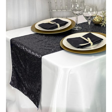 

Your Chair Covers - 14 x 108 Inch Glitz Sequin Table Runner Black
