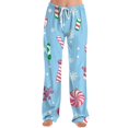 thumbnail image 6 of Women's Fashion Loose Christmas Print Casual Pants with Drawstring Elastic Waist, Comfortable Sleepwear and Loungewear Trousers for Home,Sky Blue,3XL, 6 of 6
