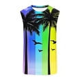 thumbnail image 5 of BiZtdJrK Mens Going Out Tops Summer Beach Vacation Sleeveless Shirts Fashion Palm Tree Graphic Muscle Tanks Light Blue L, 5 of 6