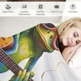 thumbnail image 3 of Chilfamy Frog Glasses Guitar Print Throw Blanket Lightweight Soft Blanket for Bed Sofa Decor All Seasons 40x50in, 3 of 6