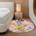 thumbnail image 3 of Easter Bunny Round Area Rug 5ft, Spring Purple Flowers Scarf Rabbit Pastoral Washable Non-Slip Circle Rugs for Bedroom Living Room Kitchen, Soft Low Pile Carpet for Dining Room Playroom Nursery, 3 of 9