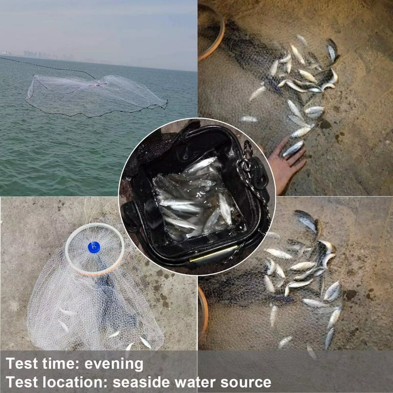 Fishing Cast Net Aluminum Frisbee 1/2in Mesh 6FT Heavy Sinker Bait Trap  Fish Throw Nets Tire Line 