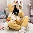 thumbnail image 2 of Conjunto de Pijamas de franela gruesa con capucha para el hogar, ropa de dormir cálida con bata larga de dibujos animados de Coral, traje de invierno para Navidad y Elk, 2 of 4