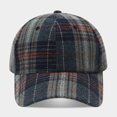 thumbnail image 2 of Garbnen Unisex Fall Winter Vintage Plaid Baseball Cap, Curved Brim Adjustable Back Strap Dad Hat, Soft Thick Fabric Daily Outdoor Hat For Women Men Navy, 2 of 6